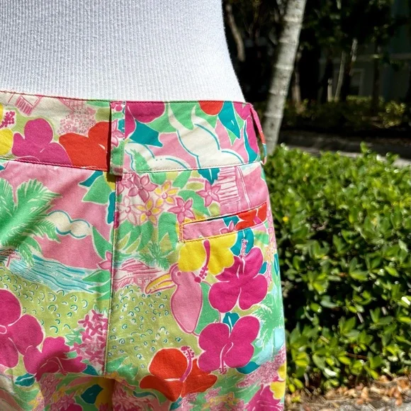 Vintage Lilly Pulitzer Harborview Pants Size 4 Capris Hawaiian Birds Floral - Picture 8 of 16